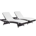 Modway Convene Outdoor Patio Chaise, Espresso and White - Set of 2 EEI-2428-EXP-WHI-SET